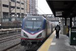 Westbound Northeast Regional comes into the station